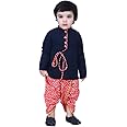 BownBee Ethnic Wear Cotton Kurta Dhoti Traditional Dress Set for Baby Boys, Front Open with Dori Pattern, Full Sleeves, and Round neck, Ideal for All Festivals