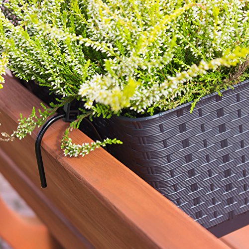 3 x Blumentopf Blumenkasten Balkonkasten Rattan Optik inkl. Untersetzer Halterung anthrazit L 50 cm Ratolla - 7