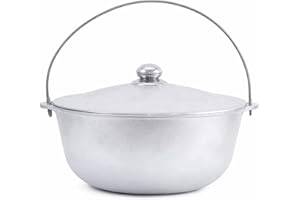 Kazan Marmite Pivotante en Aluminium 4 L Avec Anse et Couvercle en Fonte d'Aluminium - Tatarskij Cocotte Wok Asie Casserole Touristique