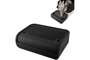 Kalolary Rampa de arena para gatos con sistema de filtrado – Escalera antideslizante para arenero de gatos, Litter Catcher para gatos pequeños y mayores, resistente y fácil de limpiar (negro elevado)