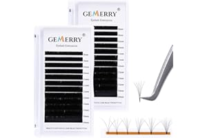 2 bandejas de extensiones de pestañas, volumen individual pestañas C curl 0.07 longitud mixta 8-14 mm fácil de ventilar Natraul Look perfecto para salón por Gemerry (2x 0.07-C-Mix)