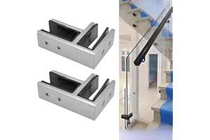 KMERCE Abrazadera de valla de vidrio de acero inoxidable 304, barandilla de escalera, soporte de valla de vidrio, para balcón, jardín, terraza (bilateral 90 grados, acero inoxidable)