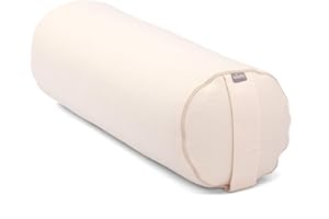 ‎BODHI Bodhi | Yoga Bolster ECO | 100% Bio-Baumwolle | Yogarolle mit Bio Dinkelfüllung | Waschbar | Yogakissen rund für Restoratives Yoga Übungen | Groß 65 x 20 cm
