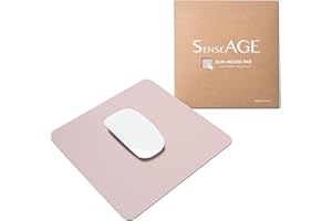 SenseAGE Slim Mouse Mat for Home/Office, Portable Mouse Pad for Computer & Laptop, Fabric Style Vegan Leather, Non-Slip Base, Compatible with Laser and Optical Mouse, 22 x 22cm (Pink)