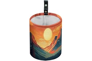 DELORIGIN Auto Mülleimer Mit Mondlandschaft Bei Sonnenuntergang Wasserdicht Auto Mülleimer Hängender Müllsack An Der Autositzlehne Tragbarer Camping Mülleimer Für Auto Zuhause Küche
