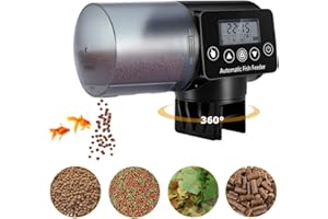 AOYAR Automatic Fish Feeder - Aquarium Electric Auto Fish Feeder 200ML Large Moisture Proof Timer Feeding Food Dispenser with LCD Display Programmable Fish Tank Pond Feeder for Weekend Holiday