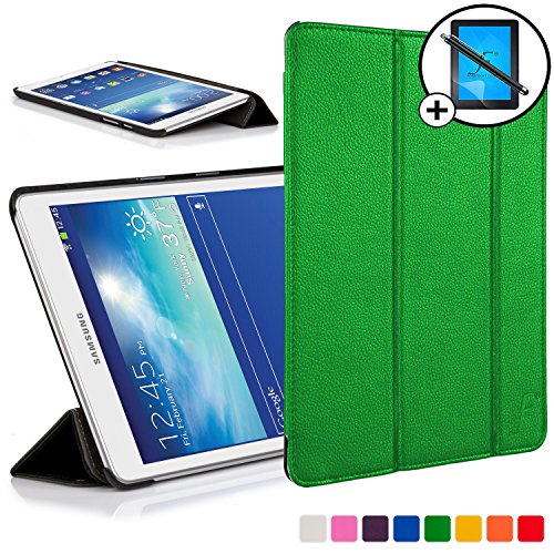 Forefront Cases® Neue Leder Hülle / Tasche / Case / Cover für Samsung Galaxy Tab 3 Lite 7.0 T110 - Rundum-Geräteschutz und intelligente Auto-Sleep-Wake-Funktion mit 3-JAHRES-GARANTIE VON FOREFRONT CASES - inkl. Eingabestift und Displayschutz