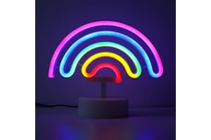 ENUOLI LED Cute Colorful Neon Rainbow Sign Lights Rainbow Neon Light with Base Battery Powered Rainbow Indoor Night Light Decoration for Kids Room Living Room Festive Party Wedding Party