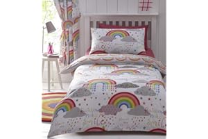 Kids Club Clouds and Rainbows Reversible Duvet Cover, White, Double