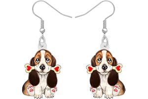 RAIDIN Boucles d'oreilles pendantes en acrylique chien Saint-Valentin Cadeaux pour Femmes Filles Bijoux pour chiens mignon pour Amoureux des animaux Décorations