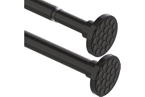 AIITOMG Curtain Pole 300 cm Long Curtain Rod Extra Length Shower Rail No Drilling Clothes Rail Extendable for Bathroom, Bedroom Black (85-270CM Φ32 mm)