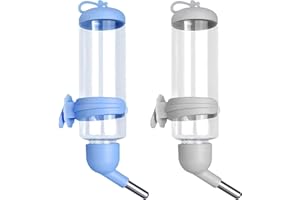 Bncxdc biberon Lapin Nain pour Cage, biberon Lapin, 2PCS 250ML / 8.45OZ, Bouteille deau Suspendue en Plastique sans Goutte Distributeur Automatique de Bouteille deau (Bleu, Gris)