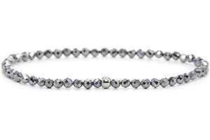 Terahertz Armband mit facettierten 3mm Perlen - verschiedene Längen - Heilstein Schutzstein Edelsteinarmband Glücksbringer Talisman Geschenk (Terahertz, 18CM)