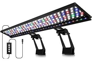 HORXFLIG 36W Luci per Acquario a LED a Clip, 24/7 Doppio Timer, 9 Colori, Luminosità Regolabile, Illuminazione per Piante a LED per Acquario D'acqua Dolce, per Acquario di 91-106 cm