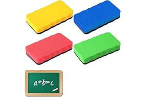 QQDBT 4 PCS Whiteboard Eraser Magnetic With Thick Felt Pad - 4 Colors for Home, Office and Classrooms