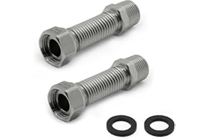 Vancoco 2 Stk. Edelstahl-Flexrohr 1/2" Zoll Wellrohr Ausziehbar Flexibles Anschlussrohr Längenverstellbar von 75-130 mm Universelles Verbindungsrohr