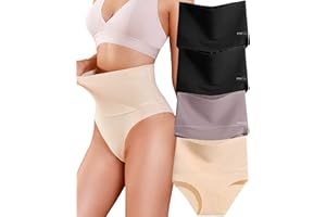 FINETOO - Confezione da 4 Mutande da Donna a Vita Alta, Senza Cuciture, Taglie S - 3XL, S…