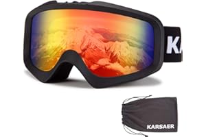 ‎KARSAER Karsaer Unisex Skibrille Damen und Herren, OTG 100% UV-Schutz Anti-Fog Snowboardbrille Ski Goggles für Brillenträger Helmkompatible Schneebrille，Snowboard Brille für Jungen und Mädchen K7012