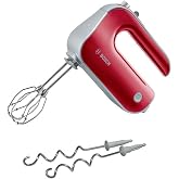 Bosch &ndash; Styline Pastry Blender, 500W, 5 Speeds, FineCreamer, Stainless Steel Blades, Red, MFQ40303