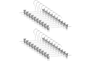 HUIFOO Paquete de 20, Perchas Pantalones Ahorra Espacio, Perchas para Pantalones 30cm, Perchas para Faldas, Perchas Antideslizantes, con Clips Ajustables, para Ropa, Faldas, Calcetines
