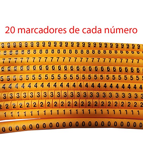 Lote de 200 Marcadores Flexibles Cable Marcador PVC de "0" a "9" para Cables
