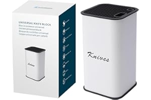 KITCHENDAO Blocco coltelli Universale in Acciaio Inox con Slot per Forbici e Asta per affilare - staccare dal Design a Fessura Facile da Pulire e Unico per Proteggere la Lama
