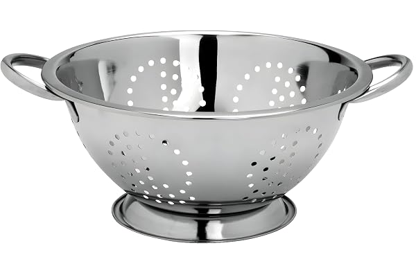 PARENCE.- Passoire Double Anse en Acier Inoxydable - Tamis de Cuisine 24cm de Diamètre - Polyvalent, Robuste, Inox, Gris