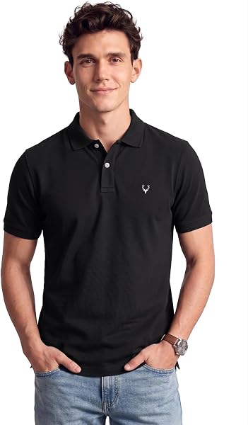 Allen Solly Men’s Polo T‑Shirt | Comfortable Rich Cotton Blend, Band Collar,…