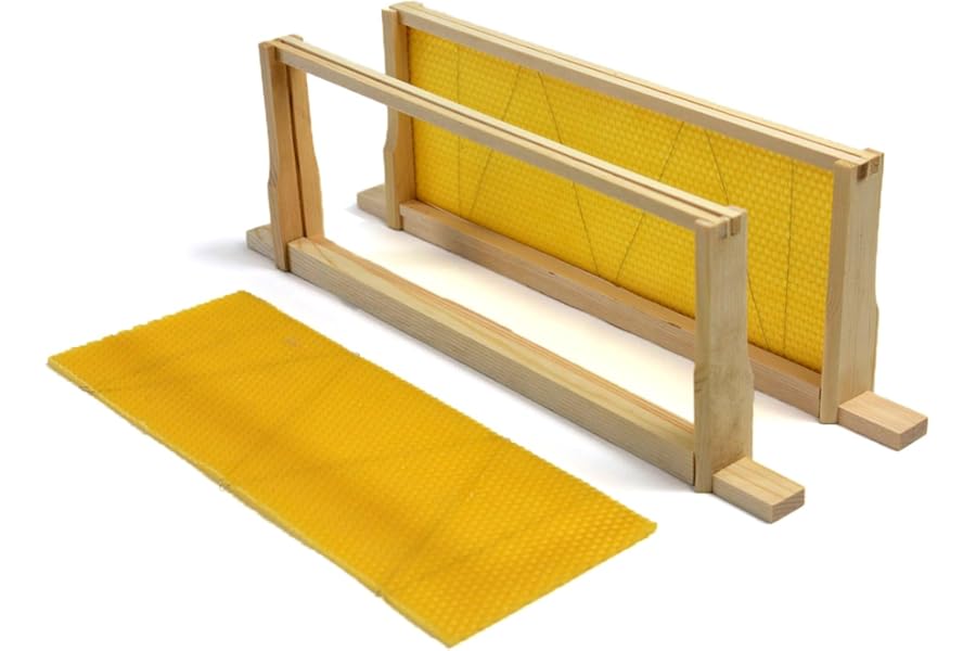 Actiasbee SN4 National Super Frames with Wax Foundation – Flat Pack Pine Beehive Frames – 345mm x 128mm – Assembly Required – Suitable for National Super Box