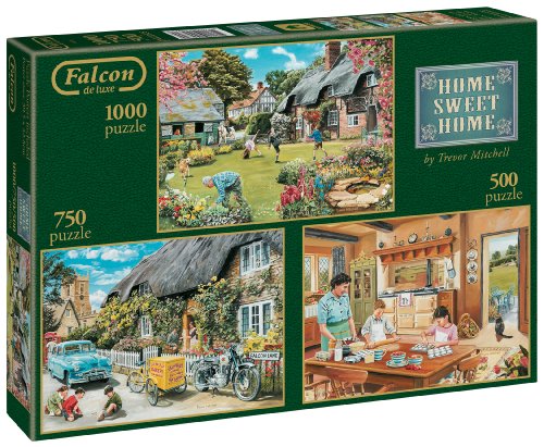 Falcon De Luxe - Cottages Colelction -  Home Sweet Home Triple Pack 500 /750 / 1000 Piece Jigsaw Puzzles in a Box
