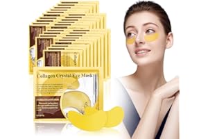 URAQT Patch Occhi, 30 Paia Maschera Oro 24K Collagene, Contorno Occhi Eye Patch per Rimuovere Borse, Occhiaie, Crema Idratante, Occhi Gonfi