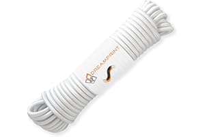 Dreamprint Corde Extensible Polyvalente 20 m Blanche - Ø 8 mm pour intérieur/extérieur - Sécurisation de la Charge, la Fixation de bâches, Le Camping et Les activités en Plein air
