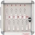 ALKOSIGN Key Cabinet for 10 Key-Chains with Laminated Back and Steel Fitted Hooks | Key Manager, Key Storage, Key Box, Lockable Key Organizer, for Industrial Use, Factories, Offices, Hotels.