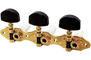 Schaller "HAUSER MACHINE HEADS - GOLD - BASEPLATE 3 - CLASSIC EBONY - WHITE NYLON POSTS 10mm" Meccaniche per Chitarra Classica - Set di 2 pezzi (#563-1)