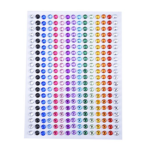 eBoot 300 Stück 5mm Strass Aufkleber Strasssteine Edelstein Aufkleber Bunte Bling Strass Aufkleber Blatt - 5