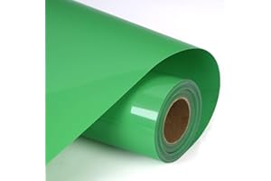 HIKENRI 10 Ft Rouleau Vinyle Thermocollant Vert pour Cricut Maker, Silhouette Cameo - 30,5 x 300cm Flex Thermocollant Transfert Film Plotte pour DIY vêtements autres tissus, Facile à Couper et à Désherber