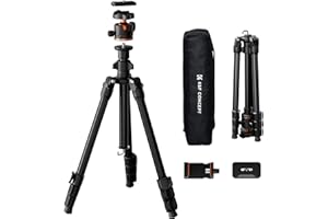 K&F CONCEPT 178cm Trépied Appareil Photo pour Smartphone, Trepied Léger en Aluminium avec Téléphone Support, 8kg Charge Max, Compatible avec Sony ZV1 RX100 VII RX1R II Canon G7X Mark Fujifilm, Leica
