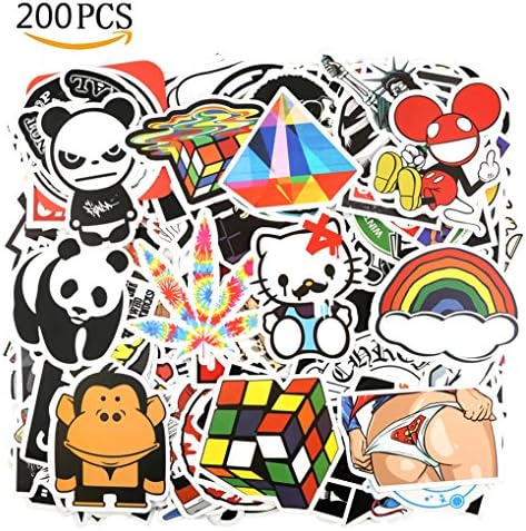 Tatuer 200PCS Sticker Pack Sticker Decals Vinyls Graffiti Patches for Laptop,Kids,Cars,Motorcycle,Bicycle,Skateboard Luggage,Bumper Stickers Decals Bomb Waterproof--No Random