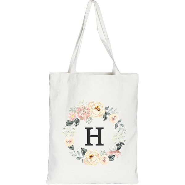 Sac Fourre-tout Toile Personnalisable A-Z - 40x30cm - Coton - Idéal Cadeau Femme - Mariage, Plage