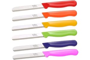 TKWSER Löffler Schneidewaren Co. Obstmesser Solingen: 6 Edelstahl-Gemüsemesser aus Solingen, rund, gezackte 8,5-cm-Klinge (Solingen Messer)*