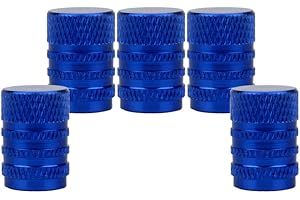 SENZEAL 5Pcs Tyre Valve Dust Cap Round Style Universal Tire Valve Stem Caps Aluminum Car Tire Dust Caps for Bikes Cars Motorcycles Trucks Blue