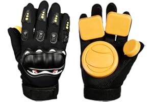 B Baosity 1 Paire Gants de Planche à roulettes Longboard Skateboard - Jaune Quatre curseurs, 22cmx11cm