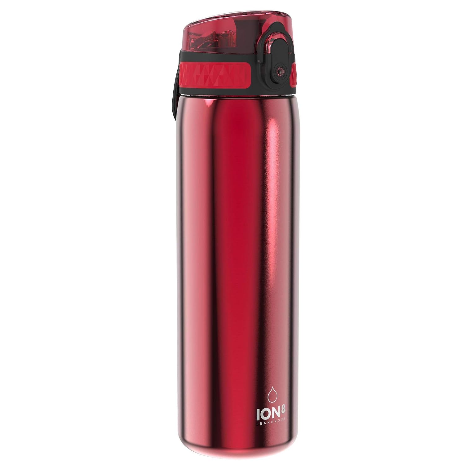 Ion8 Stalen waterfles, 600 ml/20 oz, lekvrij, gemakkelijk te openen, veilig slot, vaatwasmachinebestendig, hygiënische flip-cover, past op bekerhouders, draaggreep, duurzaam, koolstofneutraal,