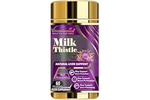 VITAMINNICA BECAUSE YOUR HEALTH MATTERS Vitaminnica Milk Thistle 7000mg (350mg 20:1 Extract) | 80% Silymarin with Dandelion Root and Black Pepper Extract| 60 Veg Capsules | Support Liver Health | Liver Cleanse & Detox | 2 Months Supply