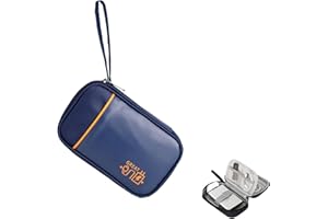CRSUSUKJ Borsa Accessori Elettronici,Organizer Cavi, Borsa da Viaggio Custodia Cavi Resistente All'acqua Borsa da Piccoli con Braccialetto Pochette Antiurto per Cavi USB, Schede SD, Caricabatterie（Blu marino）