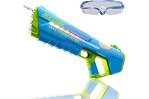 AIQI Wasserpistole Elektrisch für Erwachsene Kinder, Elektrische Wasserpistole mit Automatische Wasseraufnahme, Große Wasserpistole mit LED-Licht, Sommer Wasserspielzeug für Pool Strand Outdoor-Blau