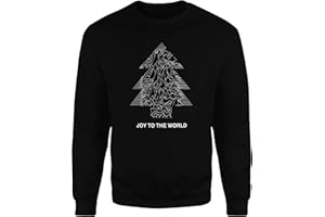 SMARTYPANTS Joy To The World Black Christmas Jumper Sweatshirt - Novelty Music 80's English Rock Pop Band Father Christmas Tree Festive Holiday Santa Xmas Present Gift