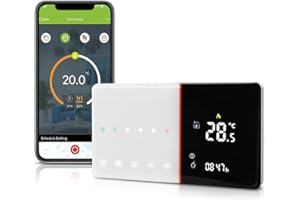 DXSTRING Termostato WiFi per Caldaia, Cronotermostato Wifi Intelligente con Touchscreen Scorrevole a Colori Sfumati, Compatibile con Alexa Google Home, Supporto Controllo Vocale Remoto con Display LCD