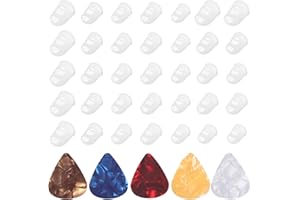 JIYIN 35 Stück Gitarre Fingerschutz, Silikon Gitarre Fingerkuppenschutz 5 Größen Finger Sleeves für Ukulele Bass Nähen Sticken(Transparent)