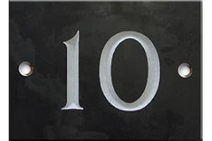 NUMBERS & NAMES BY ATLANTIC HARDWARE Engraved Slate House number sign - 1 to 99 (select your number here) - number 10 (Same Day Dispatch by 1st class Post!!!)